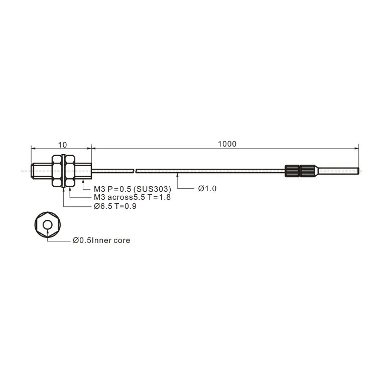 

DEUZE FTS-M3-T1-E0.5 450mm M3 Through-Beam Photoelectric Optical Fiber Sensor Unit