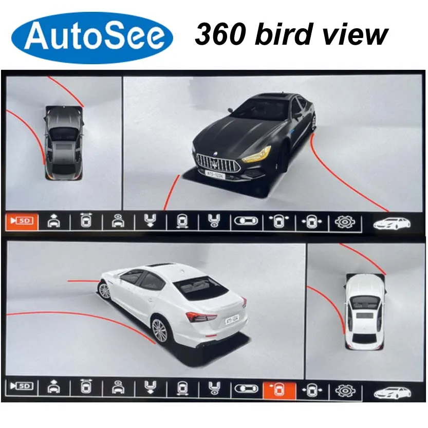 

suit original OEM monitor 2018 for Maserati Quattroporte 360 degree camera bird eye Panoramic view Front rear Surround reverse