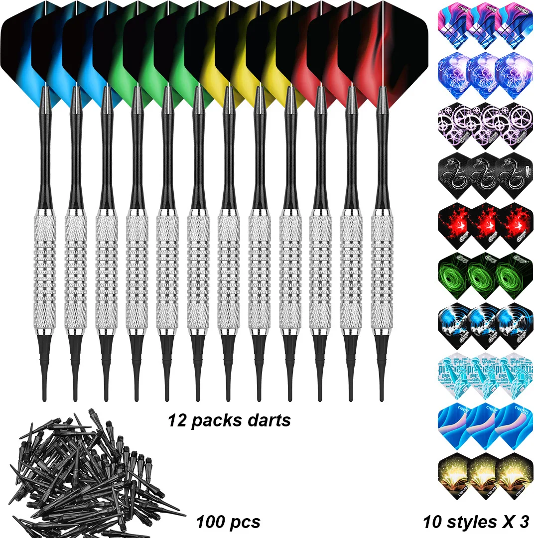 

12 Pieces Of Steel-tipped Darts, 15g Soft Darts Set, Practice And Competition Darts With Good Toughness And Complete Accessories