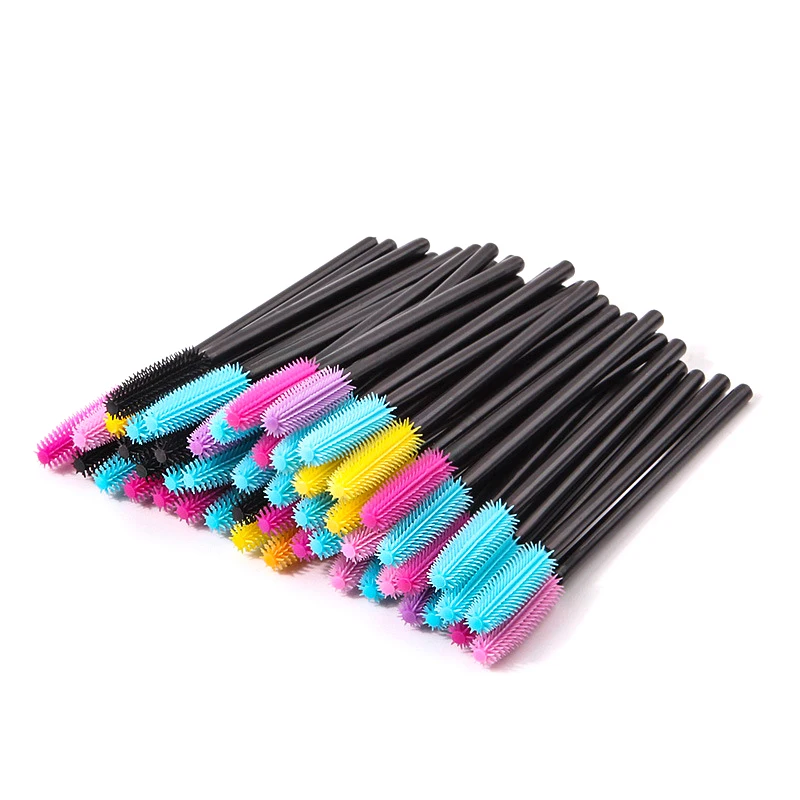 Baguettes de mascara en silicone pour femmes, applicateur, pinceaux à cils de poulet, peigne, beauté, pinceau de maquillage, outils d'extension de cils, 50 pièces