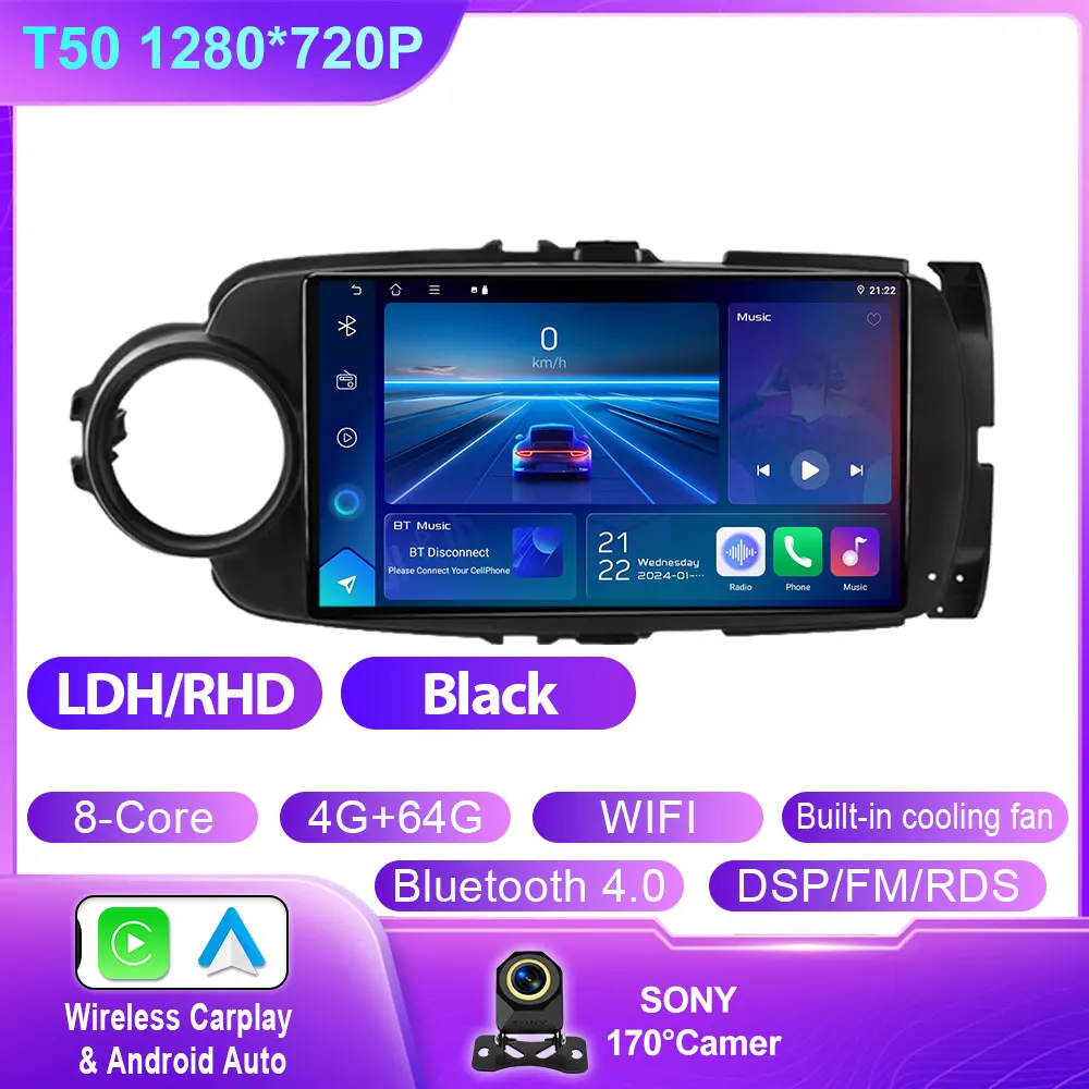 Android 15 Carplay Autoradio Voor Toyota Yaris 2012 2013 2014 2015 2016 2017 LHD RHD Navigatie GPS Multimedia speler Stereo WIFI