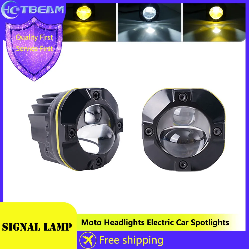 

Motorcycle Headlights Electric Moto Spotlights Flashing White Yellow Dual Light High Power Headlights Waterproof LED Spotlights