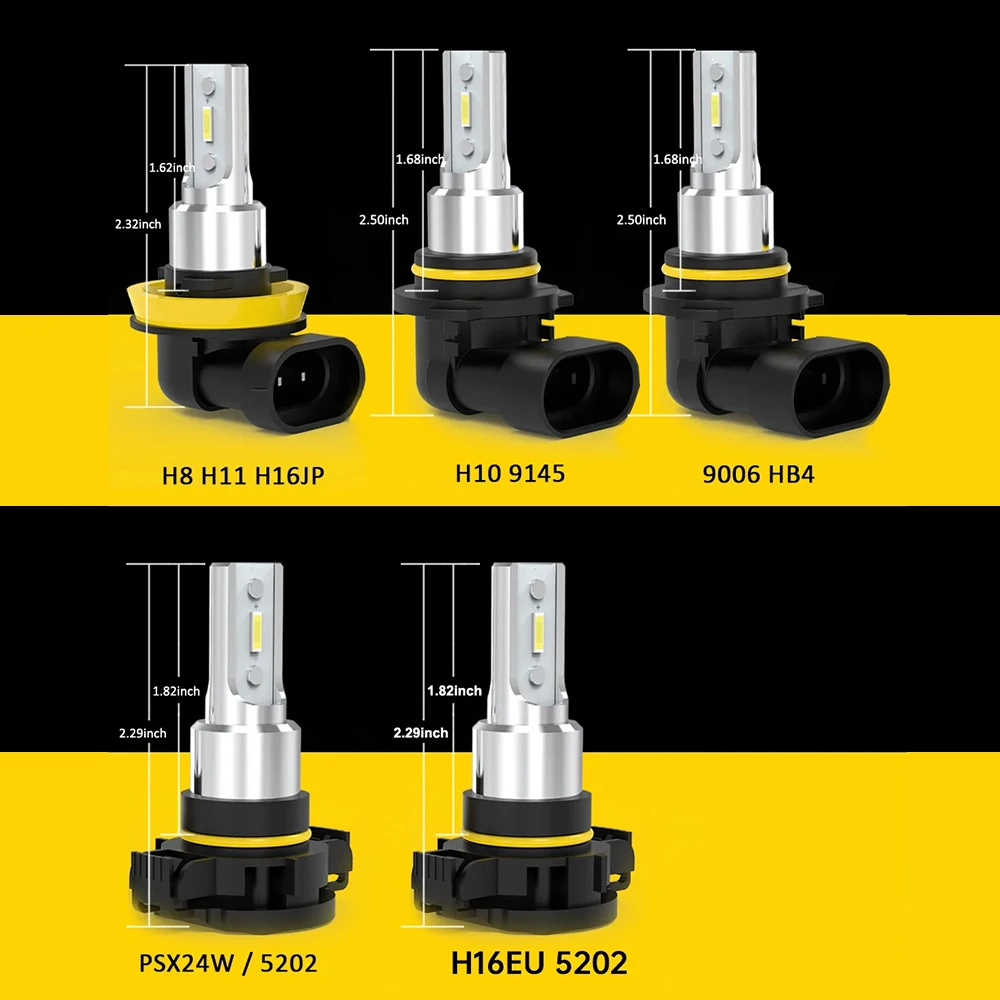 BMTxms 2Pcs H11 LED Fog Light Bulbs H8 H16 9006 HB4 9005 HB3 PSX24W LED DRL Car Daytime Running Auto Lamp White Golden Yellow
