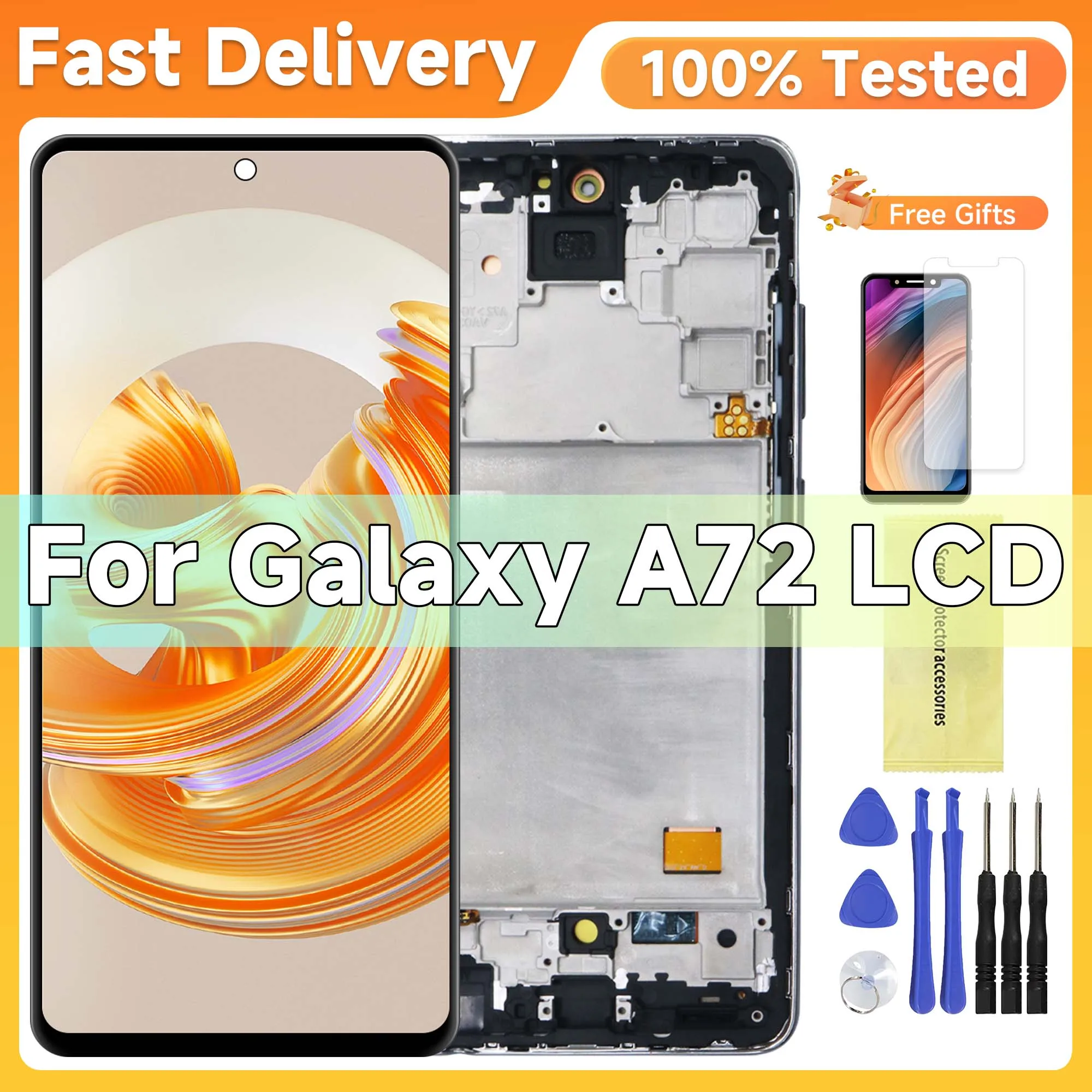 100% Tested For Samsung A72 4G SM-A725F A725M LCD Display Touch Screen Digitizer Assembly Replacement For Samsung A72 LCD