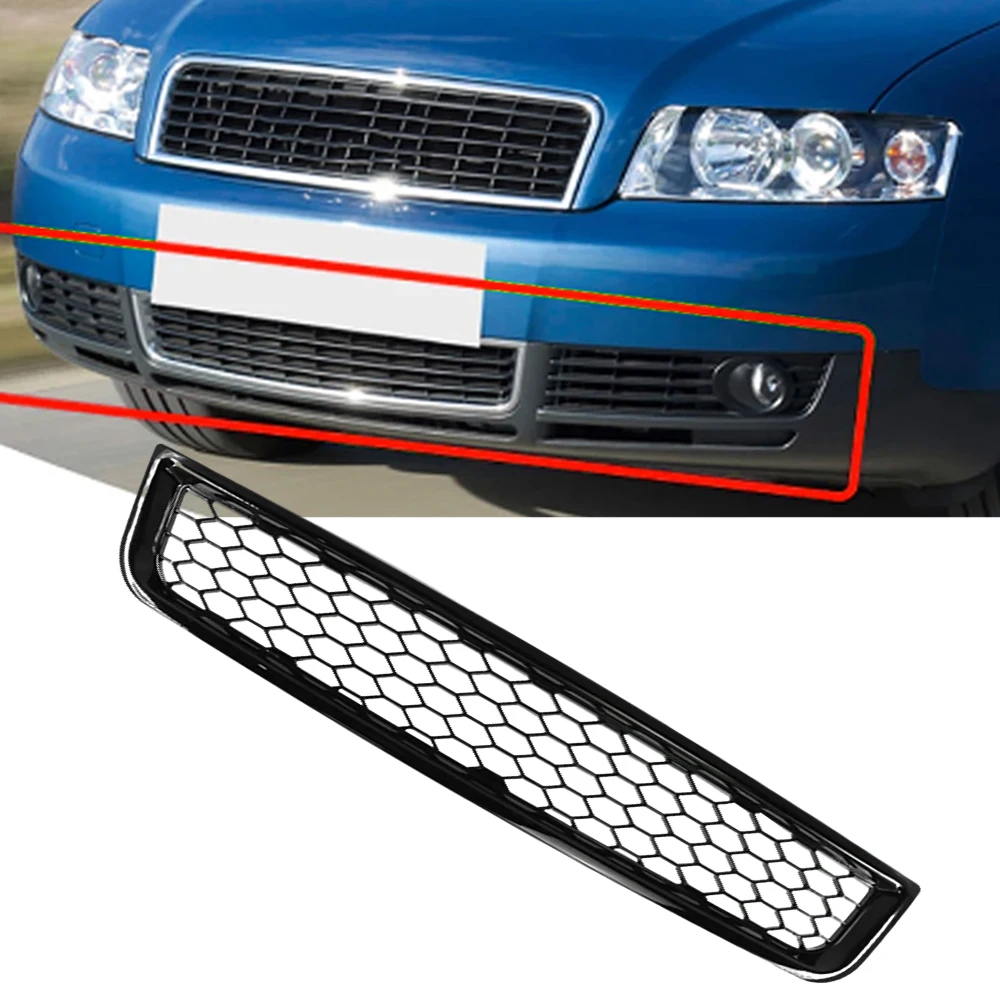 1Pc For Audi A4 B6 2002-2005 Matte Black Honeycomb Mesh Bumper Grille Honeycomb Hollow Middle Lower Net 8E0807647 Car Accessory