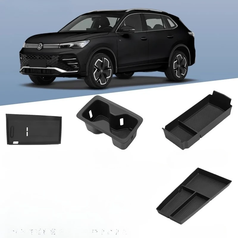 

Для Volkswagen Tiguan L PRO подлокотник для центральной консоли, ящик для хранения, беспроводной силиконовый коврик, чехол для чашки с водой