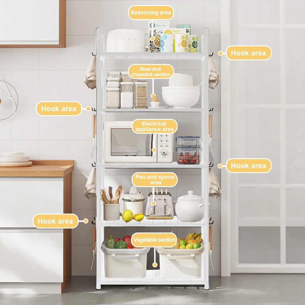 

5 Tier Storage Rack Adjustable Storage Shelf Heavy Duty Standing Shelf 66 Lbs Capacity for Kitchen Pantry Bathroom Garage Office