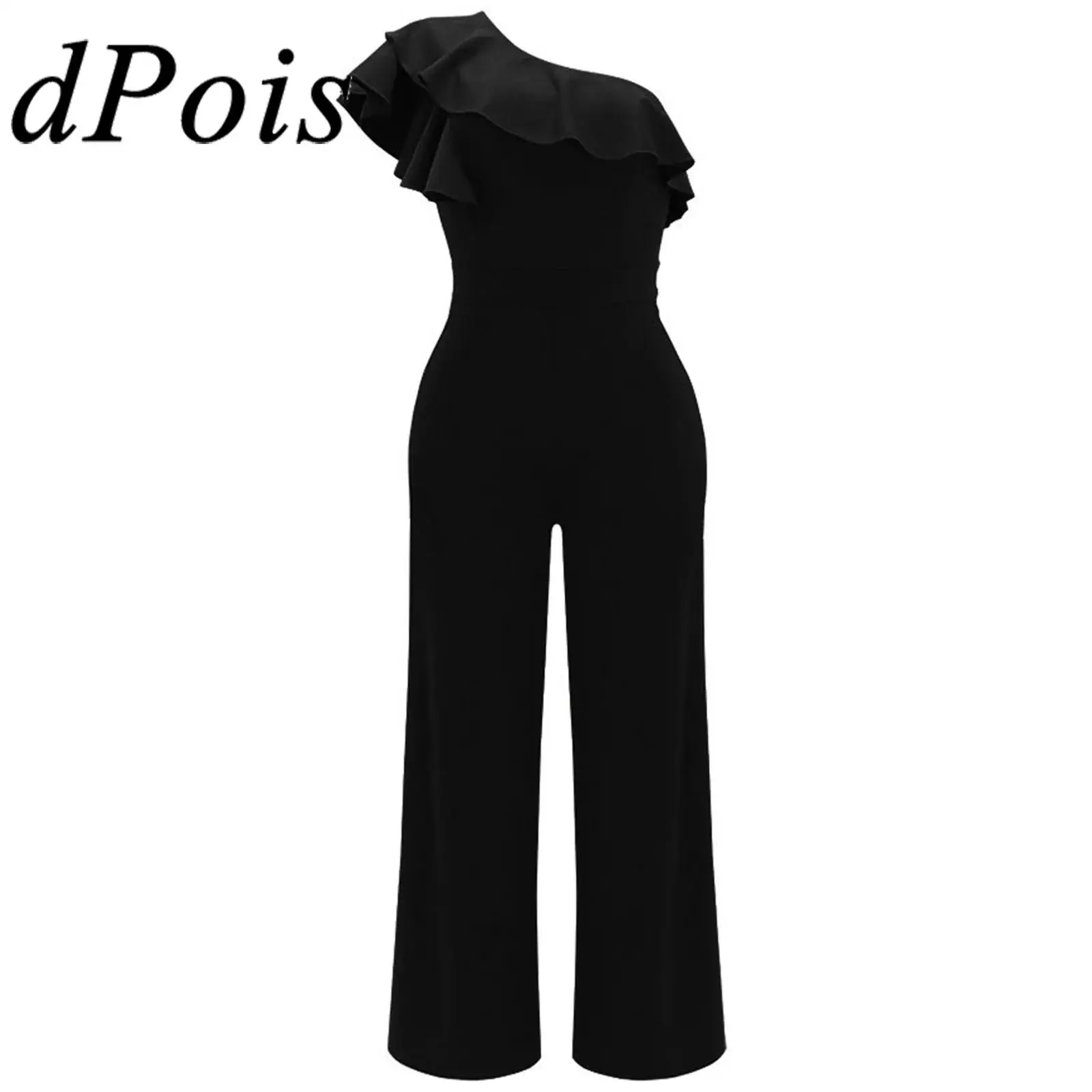 

Women Casual One Piece Jumpsuits Sleeveless Off Shoulder Ruffle Elegant Romper Fashion Wide Straight-leg Pant for Party Clubwear