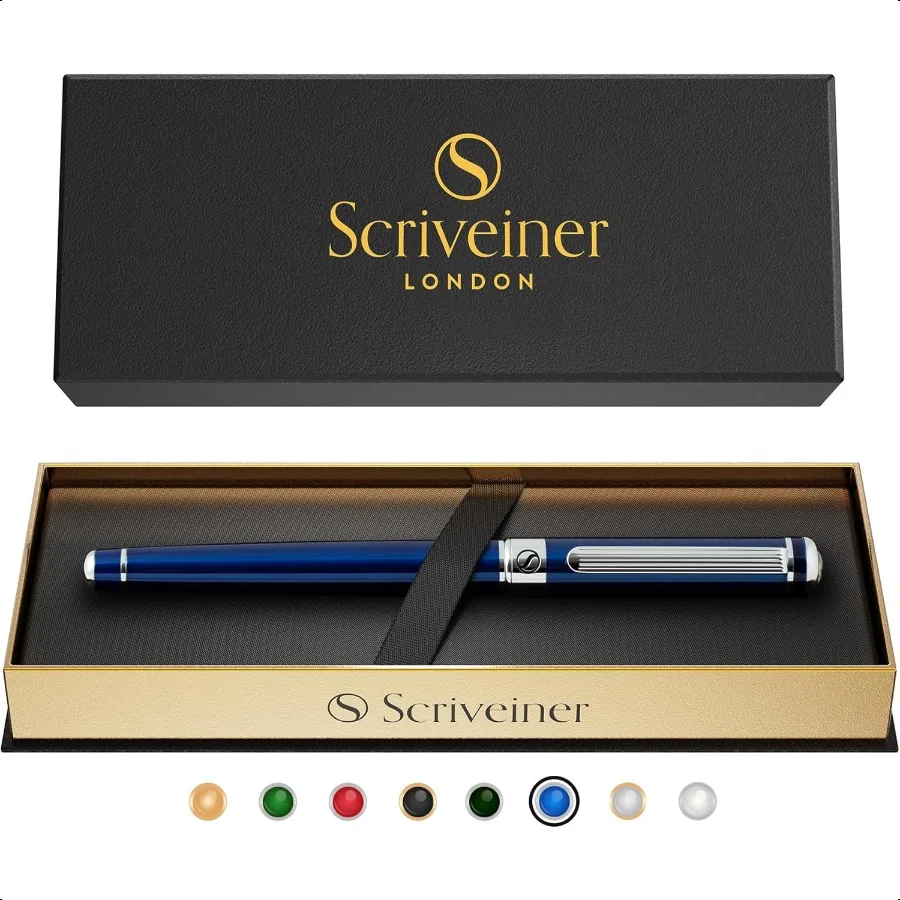 

Midnight Blue Rollerball Pen Stunning Blue Lacquer Luxury Pen Chrome Finish Schmidt Ink Refills Men Women Profional Executive O