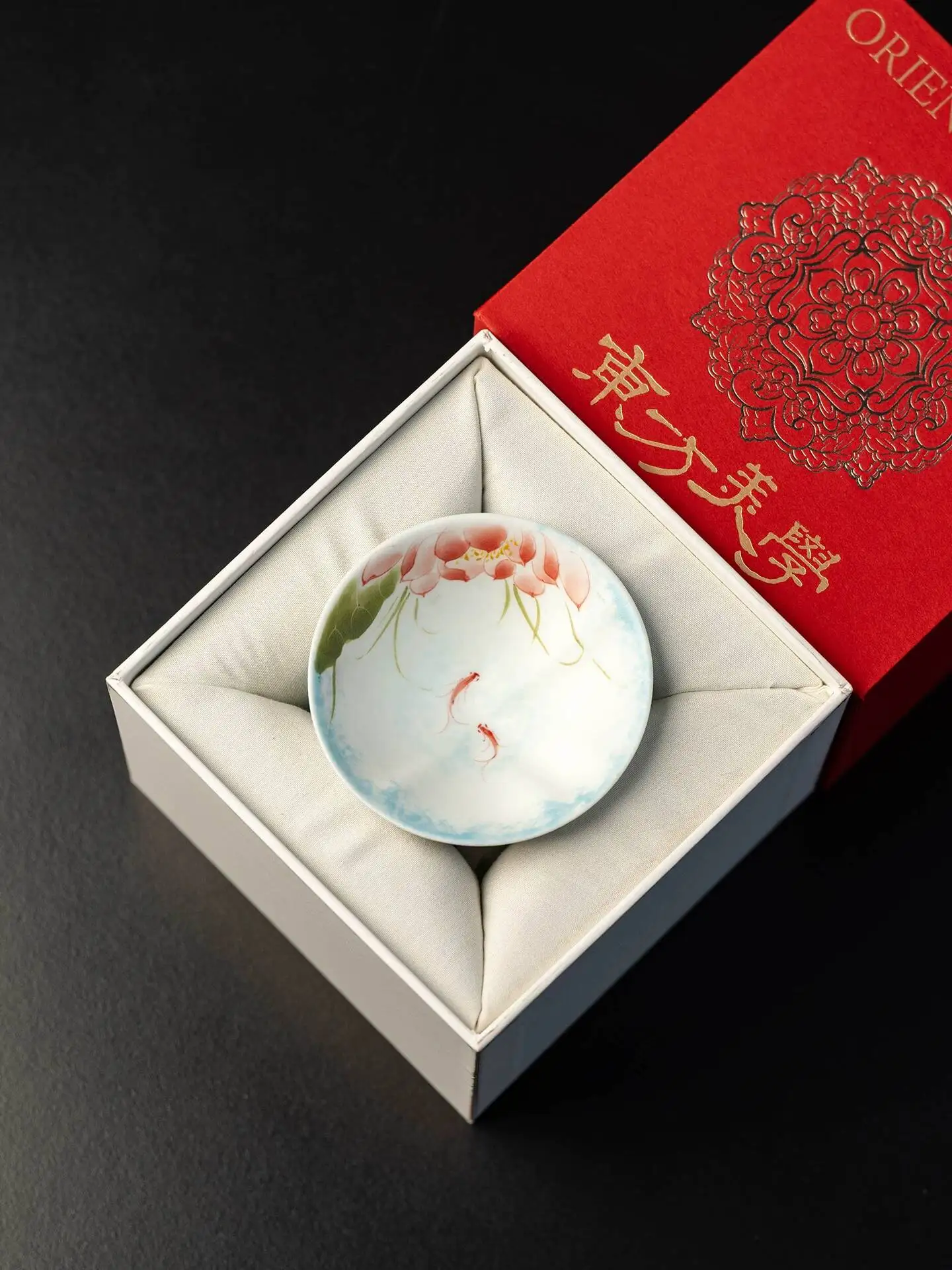 New Style Gourd-Shaped Cup For Home Use, Hand-Painted Red Fish Playing Among Lotus Flowers, Ceramic Master Chinese-Style