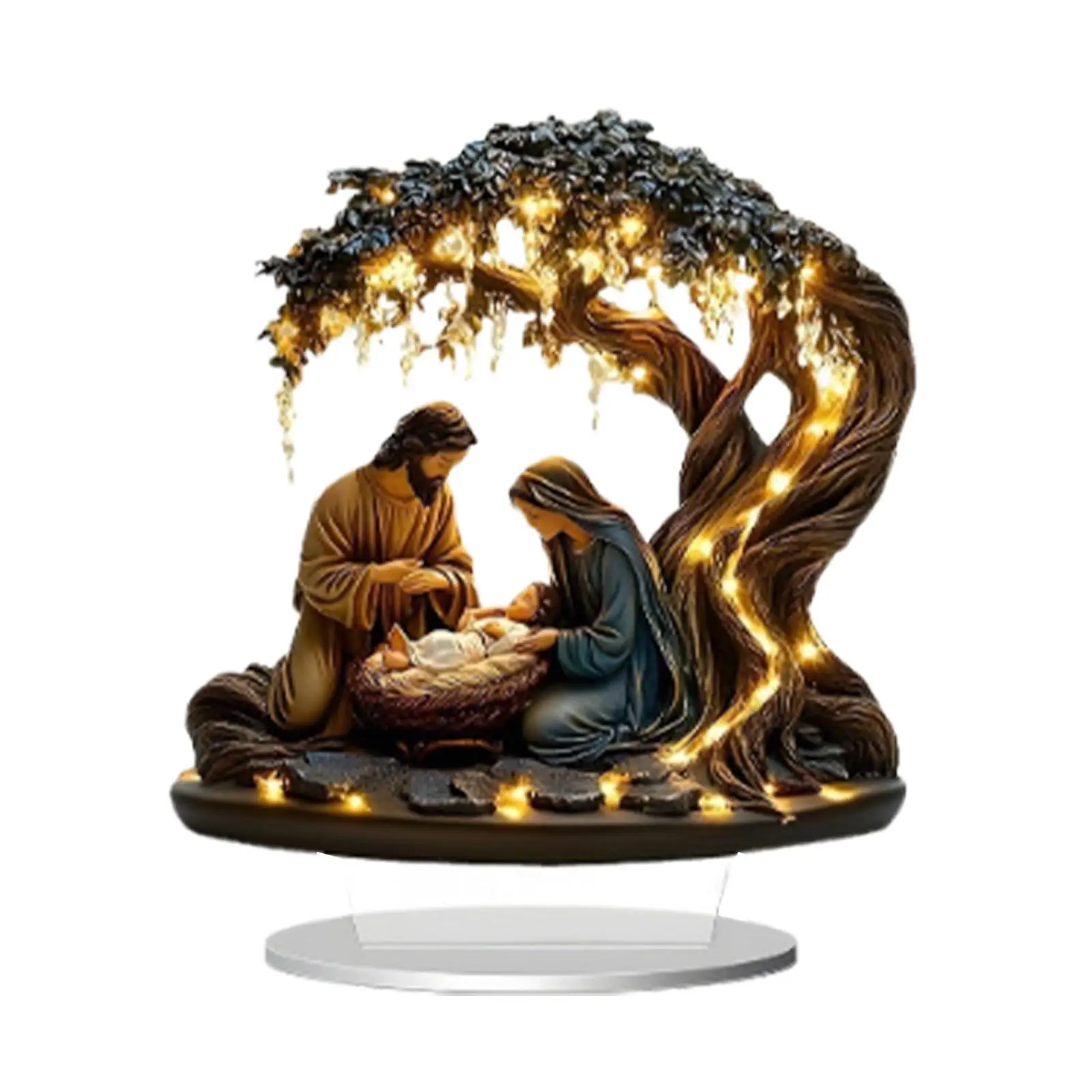 Nativity Scene 2D Acrylic Ornament Desktop Decoration Xmas Tabletop Decor Nativity Display for Office Table Centerpiece Indoor