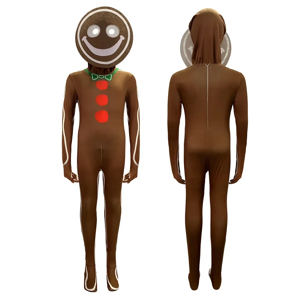 

Gingerbread Man Cosplay Costume Christmas Disguise Jumpsuits Full Set Outfit Halloween Carnival Party Stage Clothes Role Play