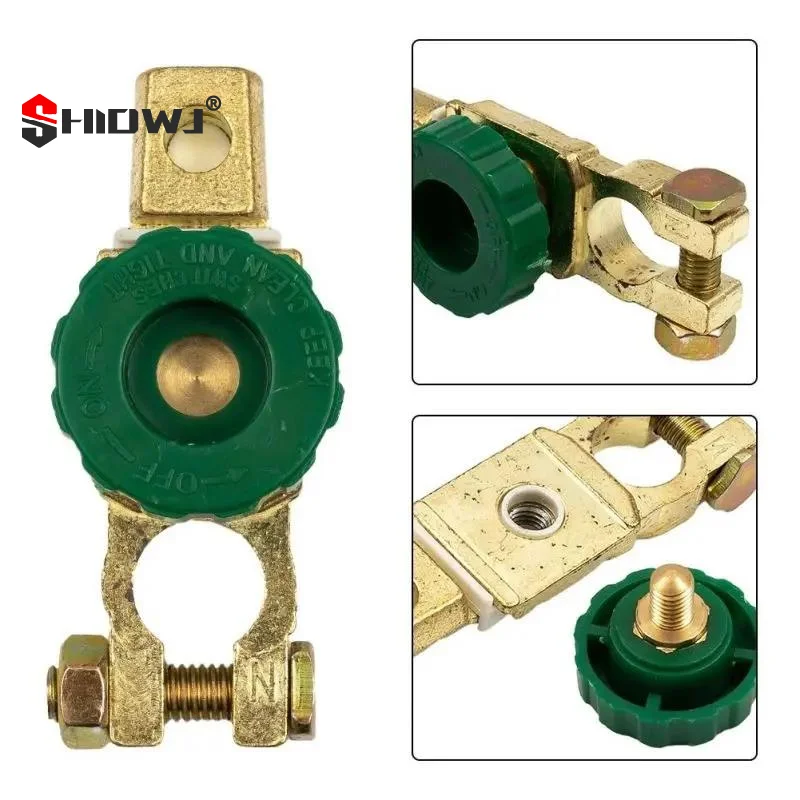 Brass Car Battery Disconnect Switch Heavy-Duty Quick Cut-off Isolator With Knob Anti-Leakage Battery Terminal For 12V/24V