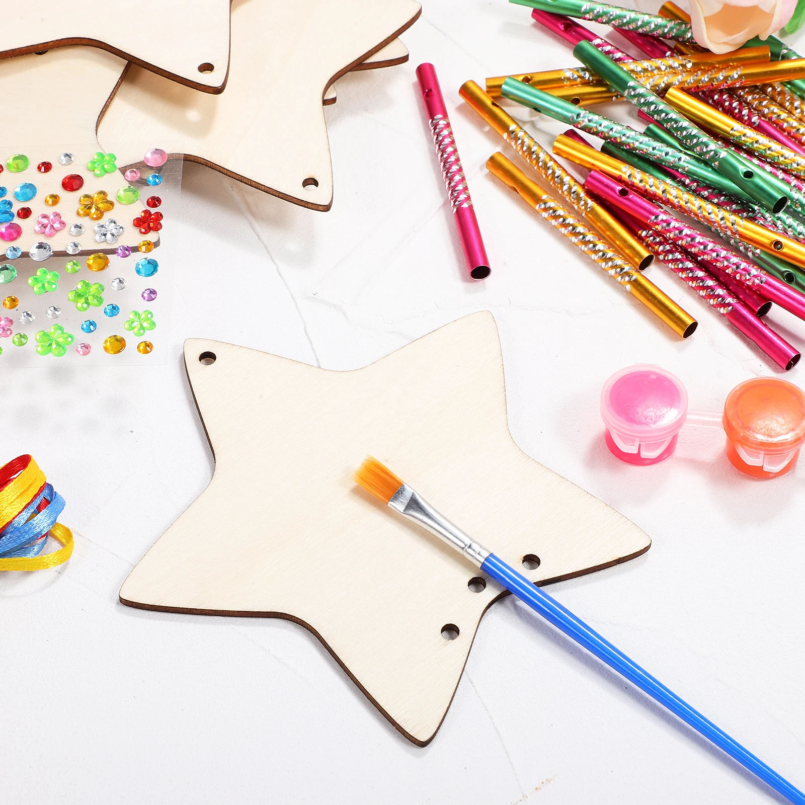

1 set Star Wind Chimes Set Wooden Diy Crafts Kit for Kids Toy Handmade Decorations Easy Installation Outdoor Bell