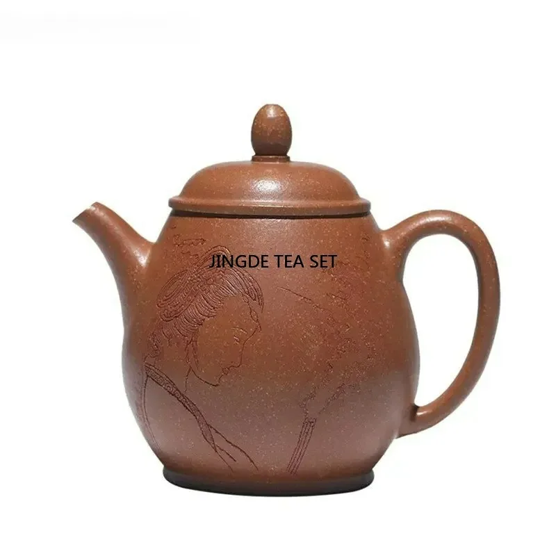 180ml Yixing Yixing Zisha teapot handmade figure pattern beauty tea infusion pot Kung Fu tea set