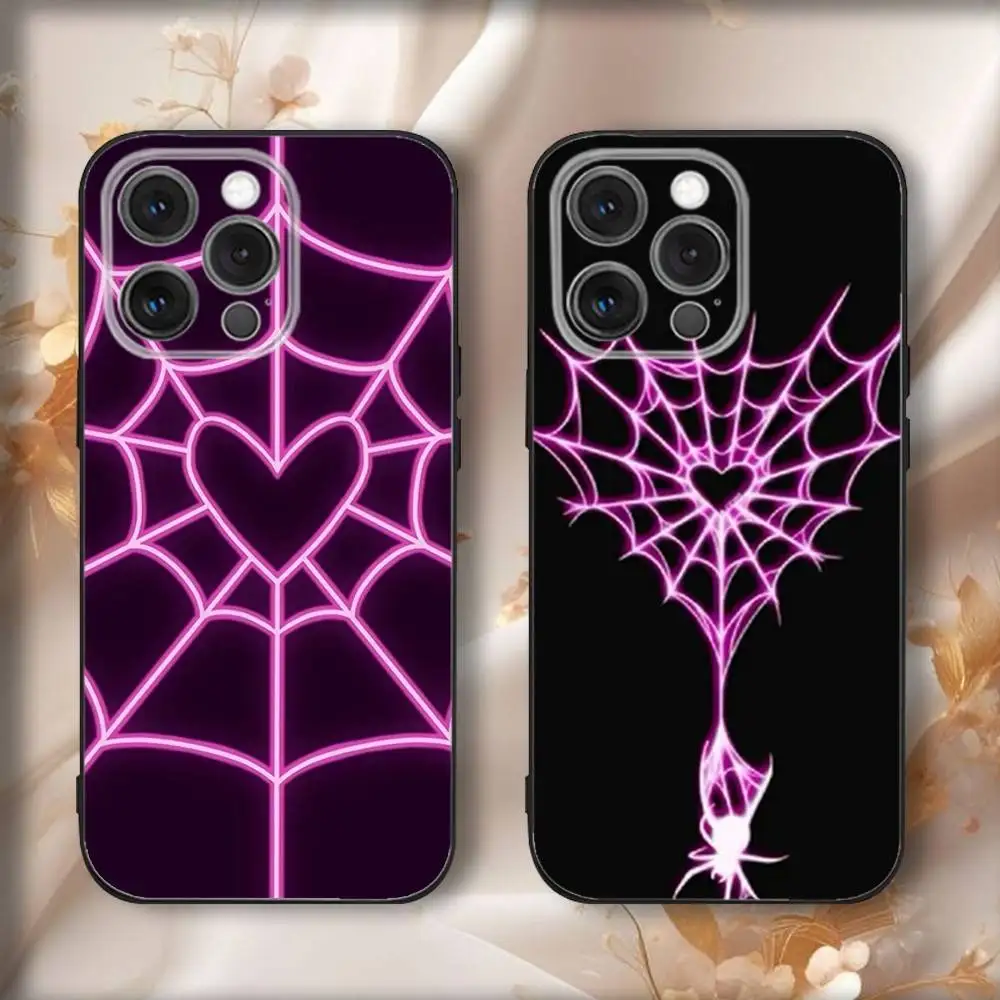 

Funny Spider Web Phone Case For iPhone16,15,14,13,12,11,Pro,Max,Plus,X,XS,SE4,E,Mini,Soft Black Case