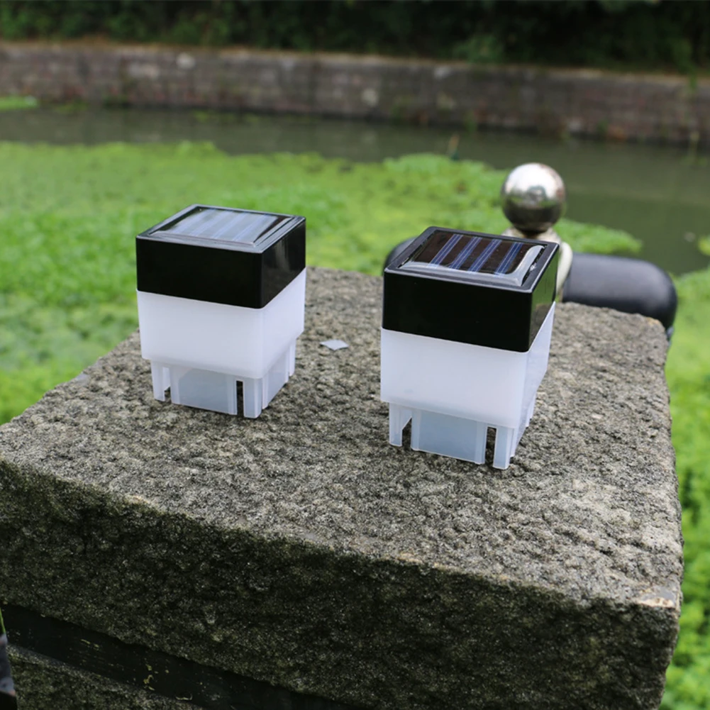 Solar Outdoor LED Post Lights 4 Pack Solar Powered Column Lamps for Gardens Patios Weather Resistant ABS Material