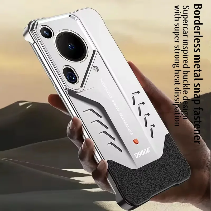 Elastic Metal Spring Buckle Heat Dissipation Case For Huawei Pura 70 Ultra Pura70 70Pro + Plus Aluminum Alloy Frameless Cover