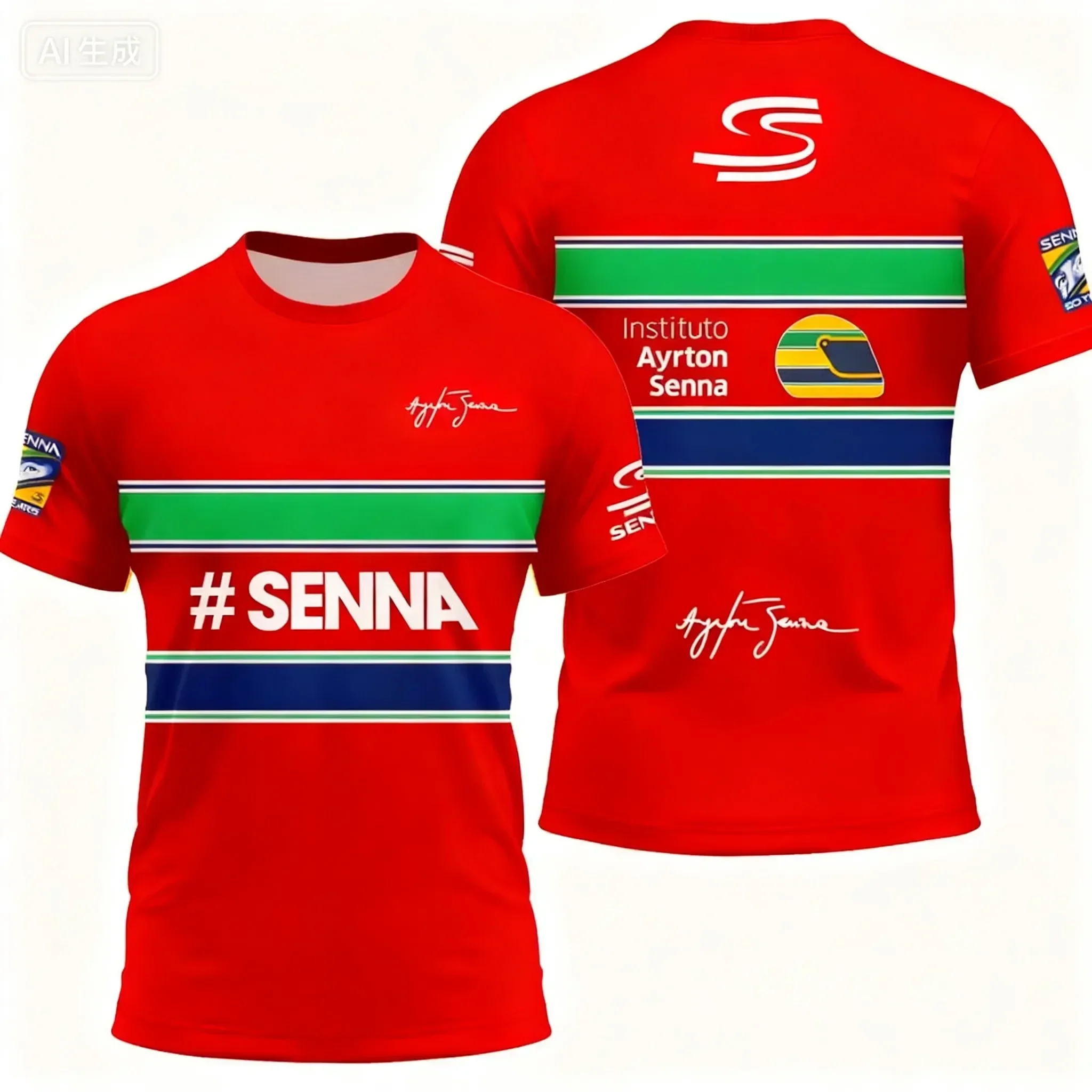 2026 Neues Ayrton Senna Nr. 12 Rennwagen 3D-Druck Sommer Sport Casual Atmungsaktives Kurzarm-Familien-T-Shirt für Herren und Damen – Detail 8