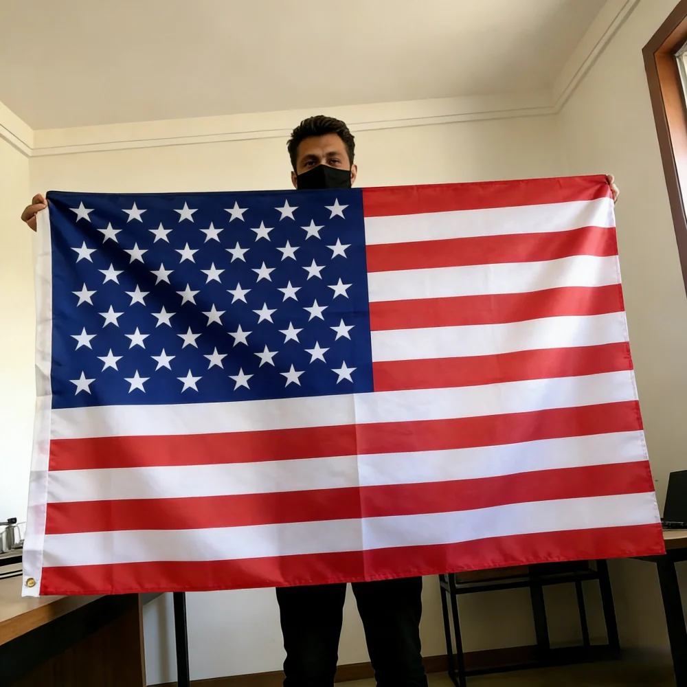 150x90cm US banner High Quality Double Sided Printed Polyester American Flag Grommets USA Flag