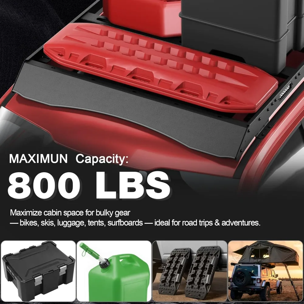 سلة حامل البضائع على السطح شديدة التحمل لموديلات F250 وF350 وF450 2023-2025 - حامل تخزين الأمتعة على الطرق الوعرة مع طاقة