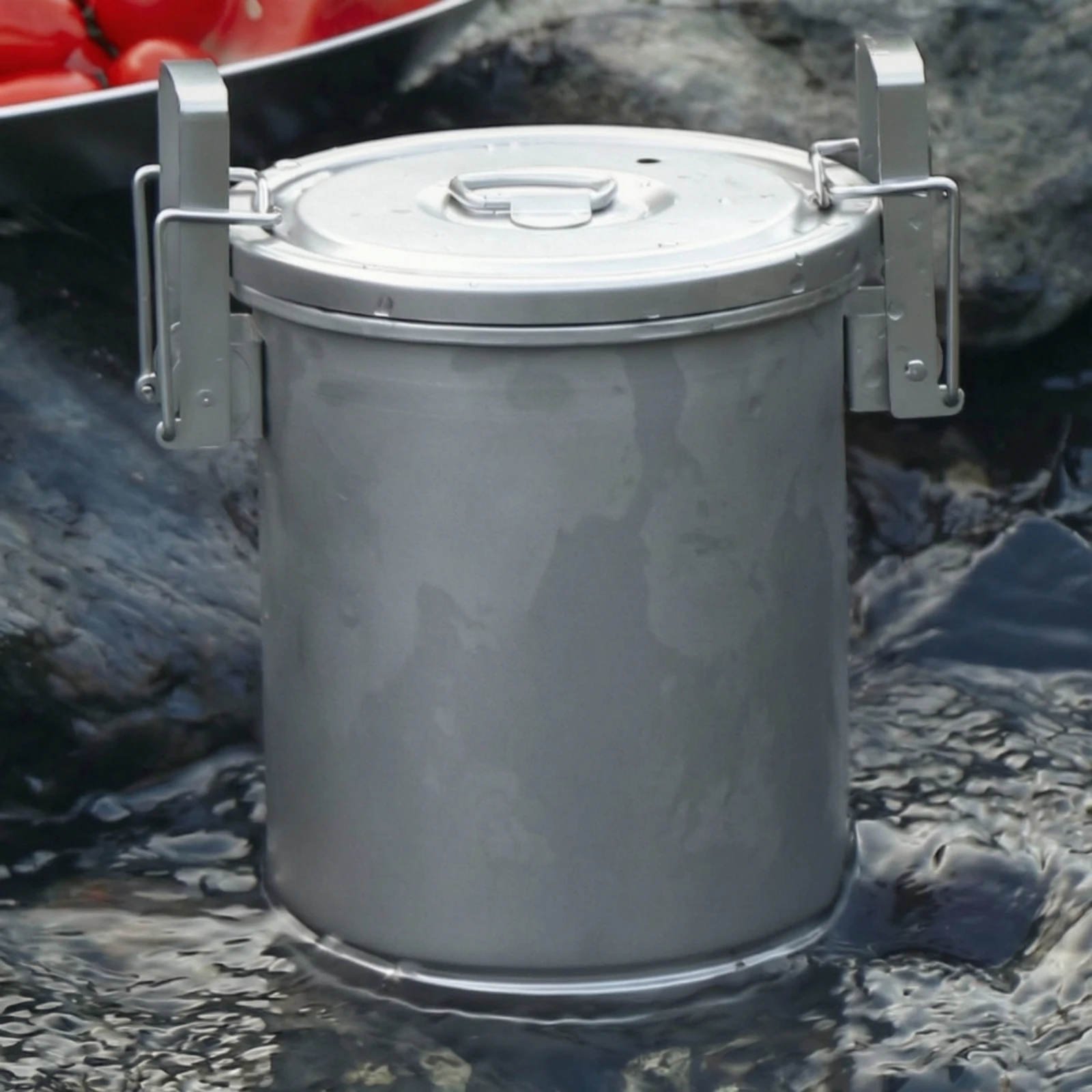 Portable Stainless Steel Camping Pot Lightweight Camping Cook Pot with Folding Handle Compact Foldable for Campers, Hiking