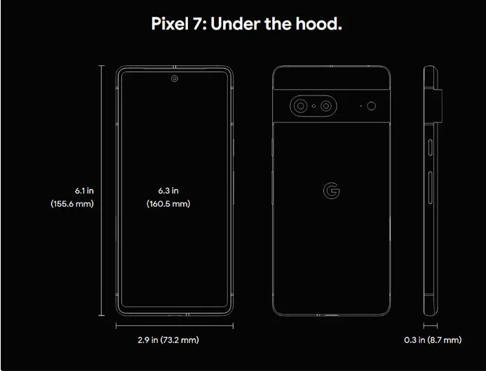 Google Pixel 7 5G 6.3" 90Hz AMOLED Display Google Tensor G2 (5 nm) 50MP+12MP 4355mAh Battery 20W Wired