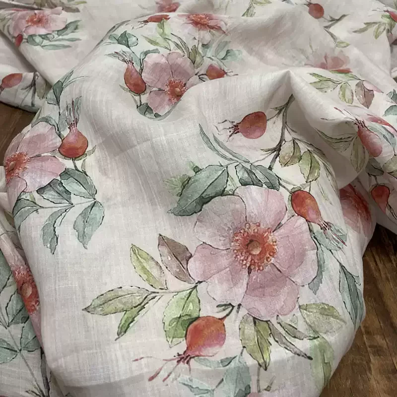 

Pure ramie printed fabric, used for making high-end summer clothing sewing fabrics