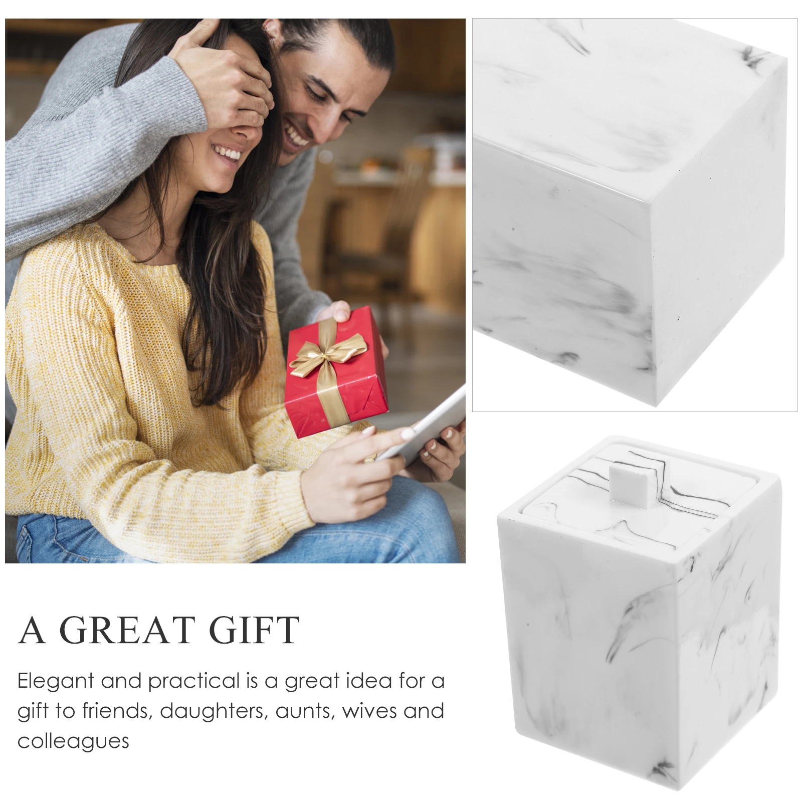 

Resin Cotton Swab Storage Box Marble Pattern Small Containers Bathroom Bedroom Travel Toothpick ganizer Portable Case