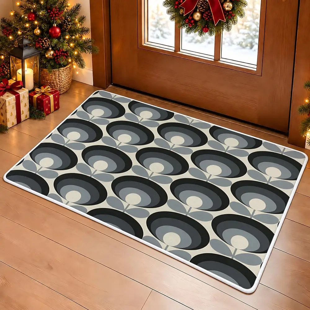 Classic Art O-Orla Kiely Fashion Floor Mat Soft Non Slip Flannel Door Mat for Bathroom Kitchen Bedroom Home Decor