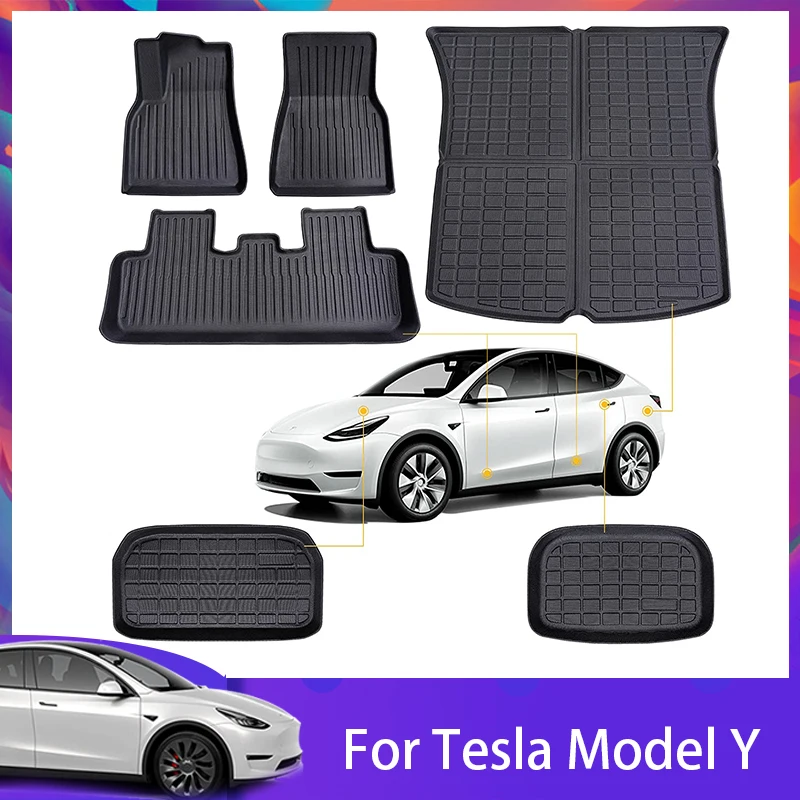 For Tesla Model Y 2023 Floor Front Rear Trunk Mats Waterproof Anti-Slip Cargo Liner Mat Tesla Model Y 2021-2023 Accessories