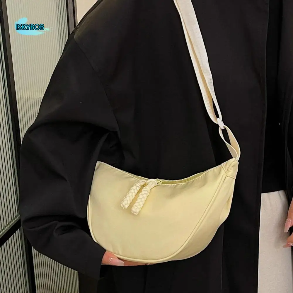 

Повседневная нейлоновая сумка-хобо через плечо, однотонная сумка в форме полумесяца, поясная сумка, сумка для подмышек, сумки на одно плечо для девочек