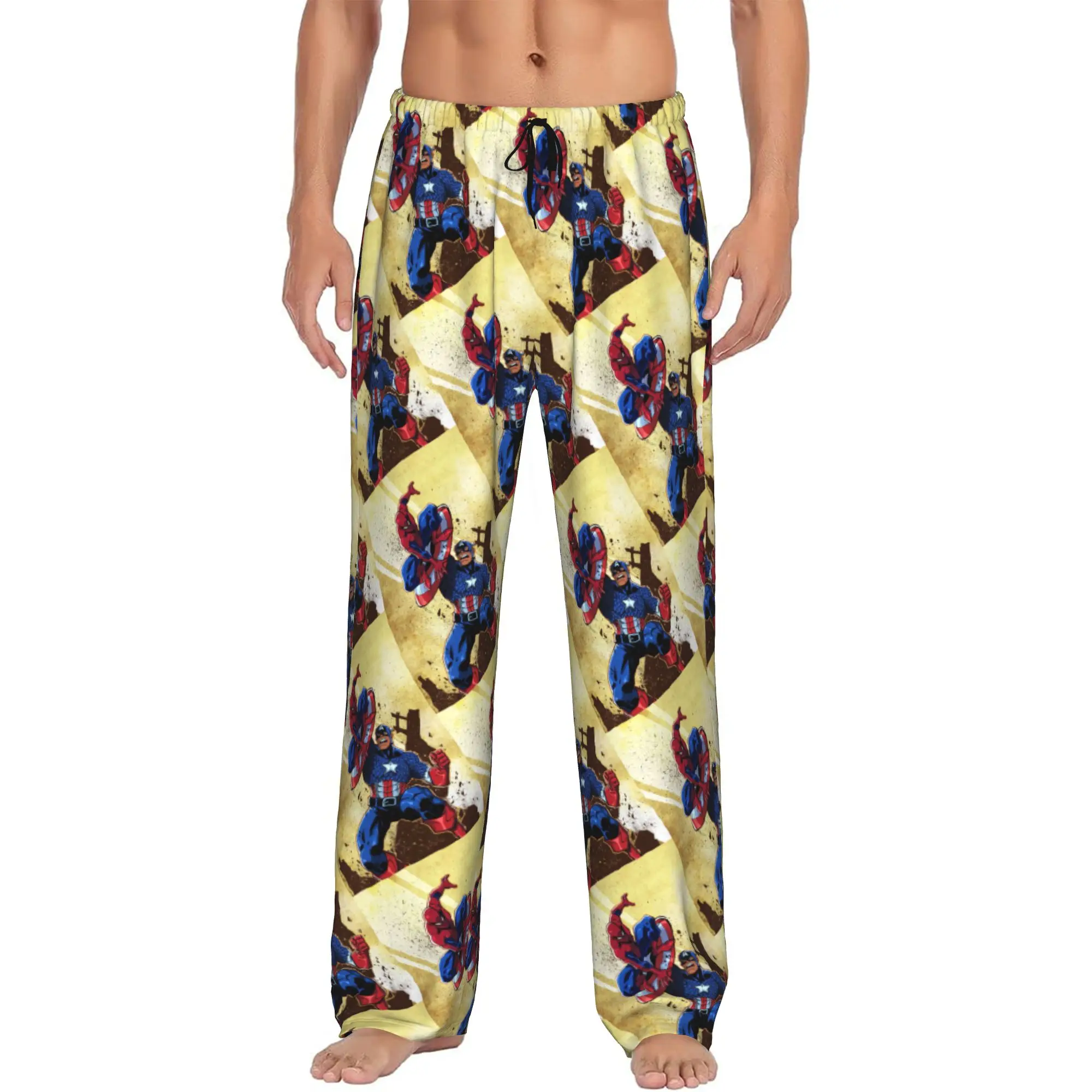 

Custom Captain Anime America Pajama Pants Sleepwear Men Elastic Waistband Sleep Lounge Bottoms with Pockets