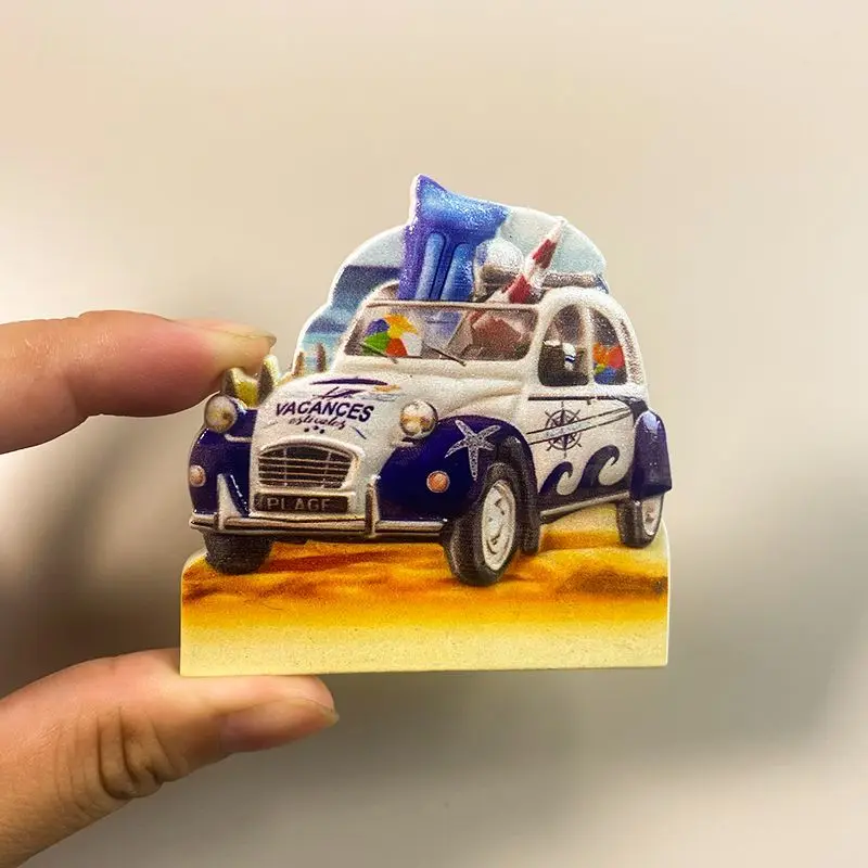 

3D Resin French Vacation Citroen 2CV Car Fridge Magnets efrigerator Magnets Aimants Réfrigérateur Imanes Home Decor Items