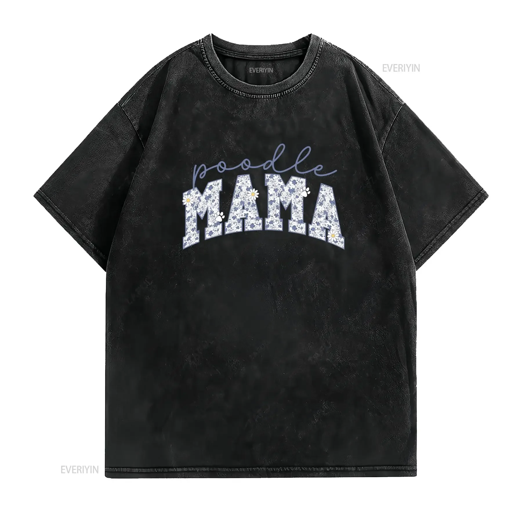 Toile Poodle Mama T Shirt Floral Crewneck Cute Daisy Dog Mom Flower New Owner Lover vintage Washed Unisex Stylish Versatile