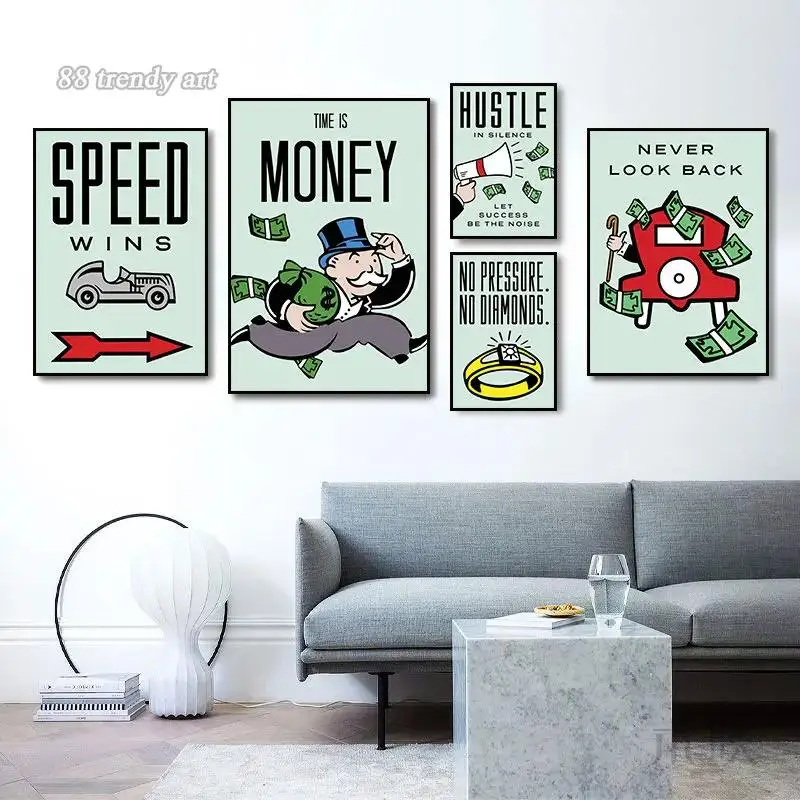 أليك احتكار الوقت هو المال تحفيزية قماش يطبع ملهمة الكرتون إقتباس جدار الفن للمنزل ديكور مكتب والمعيشة Ro #1