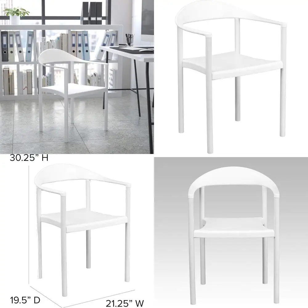 

White Plastic Stackable Cafe Chair with 1000 lbs Capacity - HERCULES Series