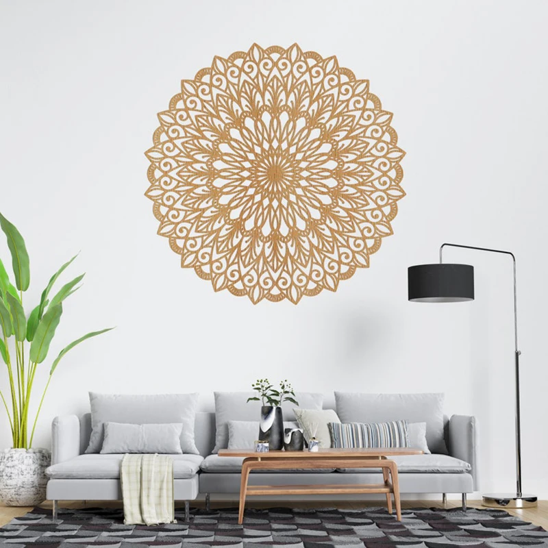 Large Mandala Wall Art Decor Laser Cut Peach Wood Hanging Painting Housewarming Gift For Living Room Interior Room Decoration