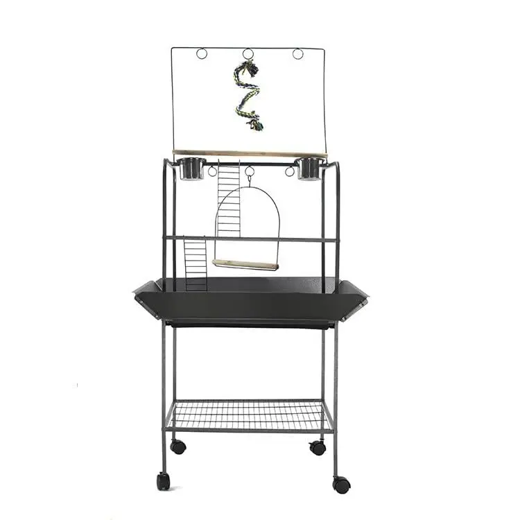 

62 Inch Height Bird Stand with Wheels, Parrot Stand with Perches, Birdcage Playstand Activity Play Center w/Perches and Ladders