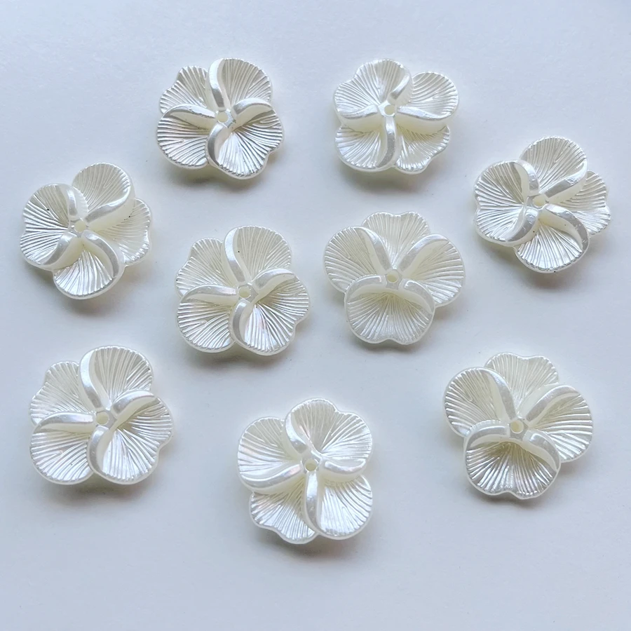 10 pieces  21*22mm rice white flowers ABS straight bead jewelry making DIY bracelet dress decorative flowers