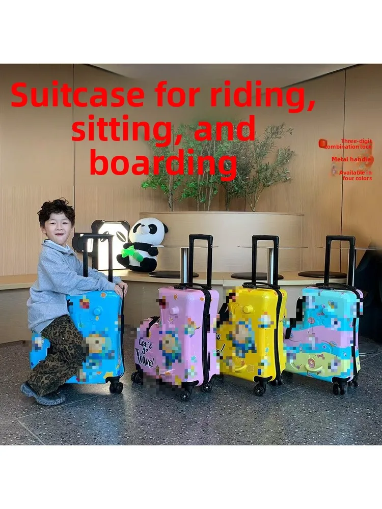 high-configuration-cartoon-cute-riding-luggage-small-children's-suitcase-20-inches-travel-password-pull-rod-box