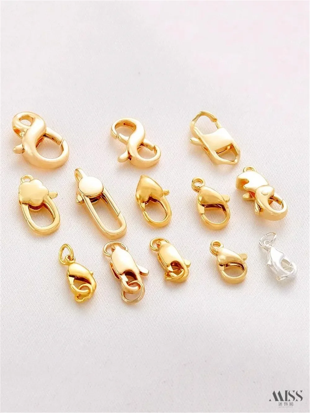 14K Gold-wrapped Lobster Buckle Spring Buckle Necklace Bracelet End Connection Buckle DIY Handmade Jewelry Accessories Material