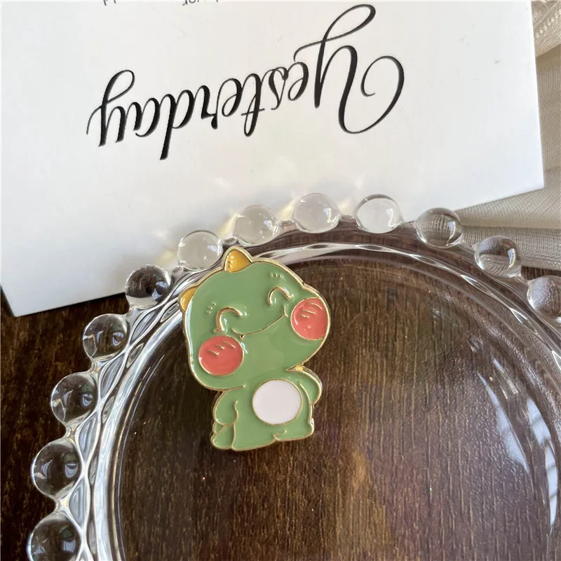 Cartoon Cute Blush Little Dinosaur Enamel Brooch Fat Dragon Animal Lapel Badge Students Jacket Pins Jewelry Kids Gifts