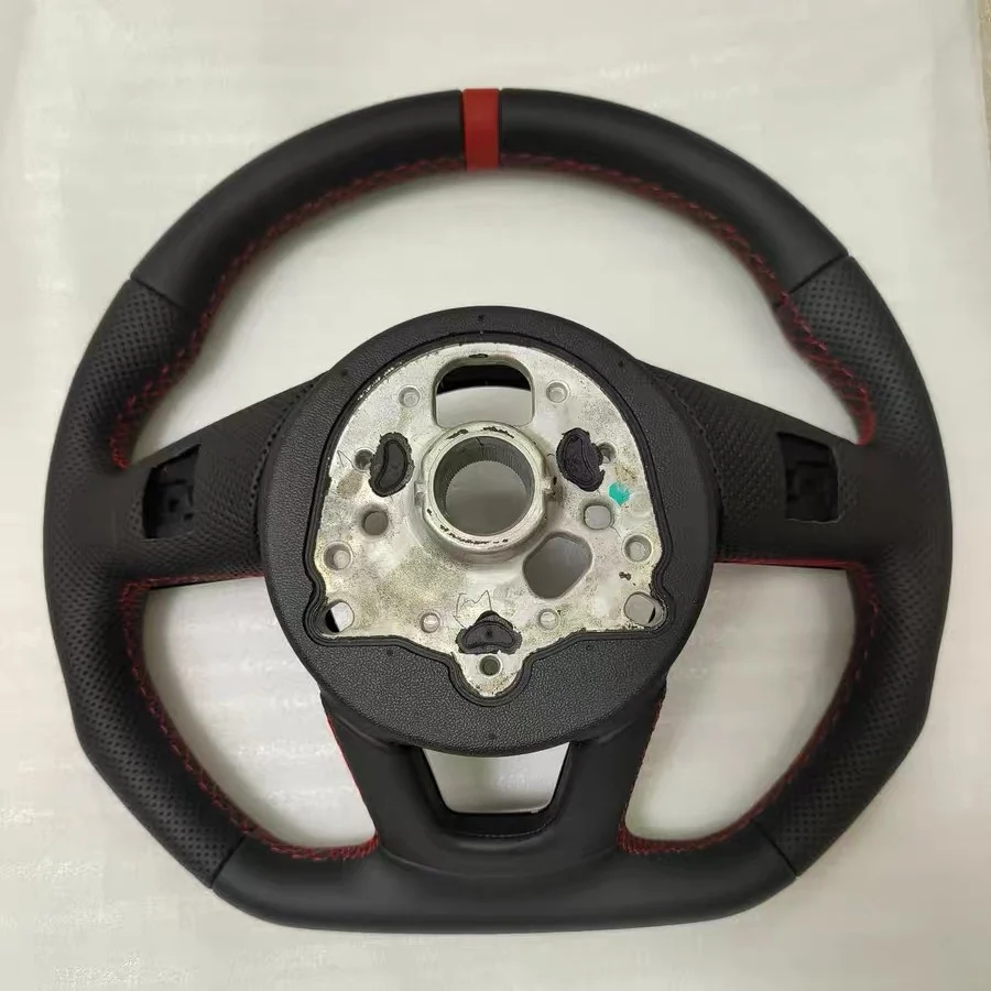 Full Perforated Leather Steering Wheel Red Stripe For Audi A3 S3 8V A4 S4 A5 S5 B9 2017-2024 Sport