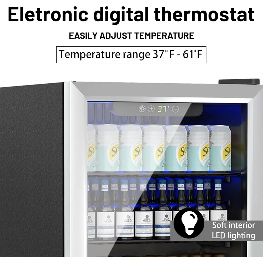 Mini geladeira com prateleiras removíveis ajustáveis, exibição de temperatura digital, refrigerador para refrigerante, cerveja ou vinho, 1,6 Cu.ft