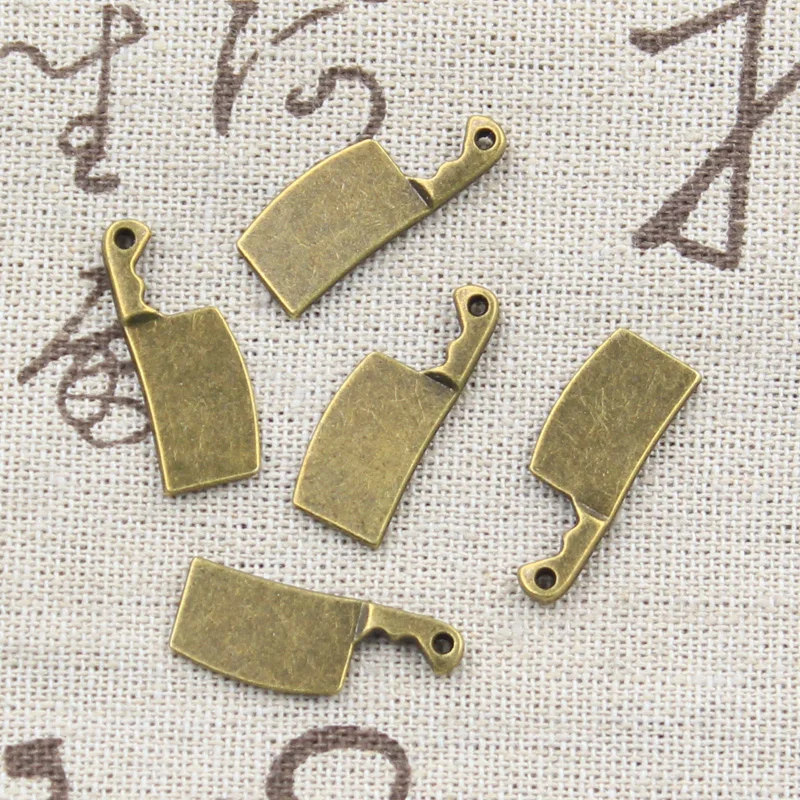 30pcs Charms Kitchen Knife Meat Cleaver 23x9mm Antique Bronze Silver Color Plated Pendants Making DIY Handmade Tibetan Jewelry