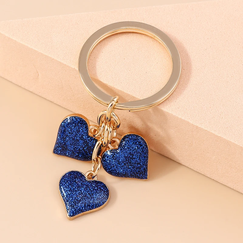 Lovely Colorful Heart Keychain Love Keyrings Valentine\'s Day Gift Key Chains for Women Girls Car Key Handbag Jewelry Accessories