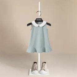 Summer Sleeveless Vest Baby Girl Dress Doll Collar A-Line Princess Dress Casual  Simple Clothing Kid Outfit Infant Personality