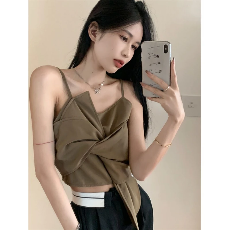 

Spice Girl Wind Suspender Vest Sweet Bow Slim Outer Short Top 2025 Fashion Street Women's Top