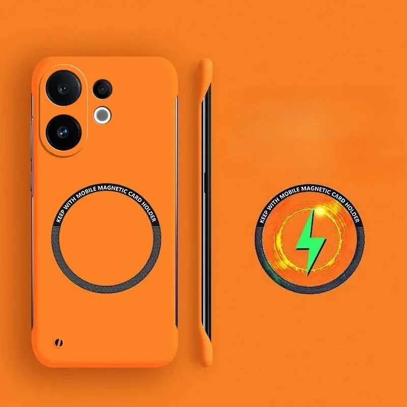 Ultra-thin Frameless Magnetic Phone Case for VIVO X200 FE Magsafe Matte Hard Wireless Charging Back Cover for VIVO S30Pro Mini